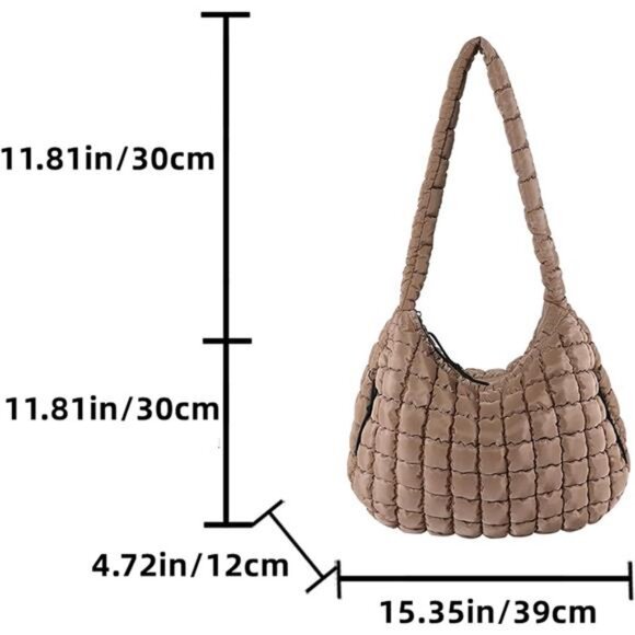 Quilted Puffer Tote Shoulder Bag for Women - Lightweight Nylon - Picture 6 of 7